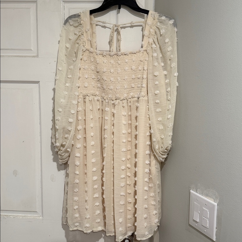 Listicle Cream Textured Dress